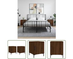 vidaXL Bijzettafels - Nachtkastjes - Nachtkastjes 2 st 40x40x50 cm bewerkt hout bruin eikenkleur - Bruine Eiken - Houten Meubilair - Woonkamer Accessoires