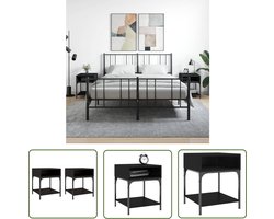 vidaXL Bijzettafels - Nachtkastjes - Nachtkastjes 2 st 40x41x50 cm bewerkt hout zwart - Slaapkamers - Houten Meubilair - Zwarte Meubelen