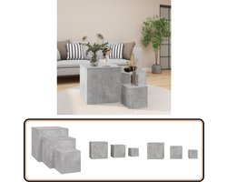 vidaXL Bijzettafels Set van 3 - Betongrijs Hout Bijzettafels - Sidetable - Houten Meubilair - Beton Grijs - Living Room Furniture