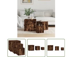 vidaXL Bijzettafels - Set van 3 - Gerookt Eiken Bijzet Tafels - Houten Meubelen - Bruine Meubels - Salontafeltjes - Kastjes