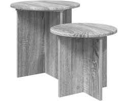 vidaXL - Bijzettafelset - 2 - st - Grijs - sonoma - Ø - 45 - x - 45 - cm