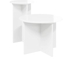 vidaXL - Bijzettafelset - 2 - st - Hoogglans - Wit - Ø - 45 - x - 35 - cm - Bewerkt - hout