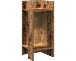 vidaXL - Bijzettafeltje - met - plank - 25,5x27x60 - cm - oud - houtkleurig