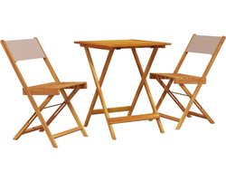 vidaXL Bistroset - 3-delig - Massief hout - Taupe Tuinmeubel - Bistro Set - Acacia Hout - Buitendecoratie - Terrasdecoratie