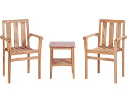 vidaXL Bistroset - 3-delig - Massief Teakhout Tuin Set - Teak Houten Meubels - Bistro Set - Buitendecor - Terrasdecor