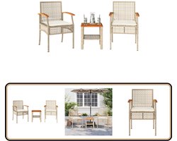 vidaXL Bistroset - 3-delig - Poly Rattan & Acaciahout Bistro Set - Tuinmeubels - Buitentijd - Terrasdecoratie - Lounge Set