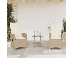 vidaXL Bistroset - 3-delig - Verstelbaar - Beige Tuinstoelen - Bistro Set - Buitentijnen - Terras - Lounge Set - Relaxen - Outdoor Furniture - Patio Set - Garden Chairs