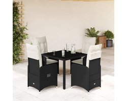 vidaXL Bistroset 5-delig - Verstelbaar - Poly Rattan Tuinstoelen - Lounge Set - Buitendecoratie - Terrasdecoratie - Eetkamerset - Outdoor Furniture - Patio Set - Garden Chairs - Adjustable Chair - Wicker Furniture - Ratten Meubel