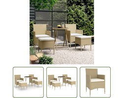 vidaXL Bistroset - Bistroset - Balkonset - Tuinset - 5-delige Bistroset poly rattan en gehard glas beige