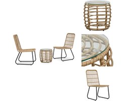 vidaXL Bistroset - Bistrosets - Balkonset - Balkonsets - 3-delige Bistroset poly rattan eikenkleurig