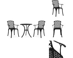 vidaXL Bistroset - Bistrosets - Bistro Set - Bistro Sets - 3-delige Bistroset gietaluminium zwart