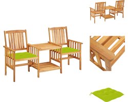 vidaXL Bistroset - Bistrosets - Bistro Set - Bistro Sets - Tuinstoelen met tafeltje en kussens massief acaciahout
