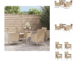 vidaXL Bistroset - Bistrosets - Bistro Set - Bistrotafel - 5-delige Bistroset met kussens poly rattan beige