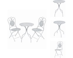 vidaXL Bistroset - Bistrosets - Stoel - Stoelen - 3-delige Bistroset staal grijswit