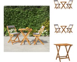vidaXL Bistroset - Bistrosets - Tuinmeubelset - Tuintafel En Stoelen - 3-delige Bistroset inklapbaar met kussens massief acaciahout