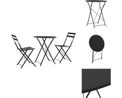 vidaXL Bistroset - Bistrosets - Tuinset - Tuinsets - 3-delige Bistroset staal zwart