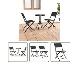 vidaXL Bistroset - Buitenkamer - 3-delige Bistroset staal zwart - Tuinset - Zwarte Bistroset - Staal Bistroset