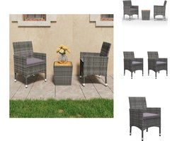 vidaXL Bistroset - Grijs - Staal - Acaciahout - 3-delige set - Tuinset