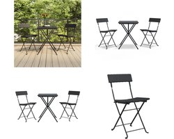vidaXL - Bistroset - inklapbaar - 3 - st - poly - rattan - zwart