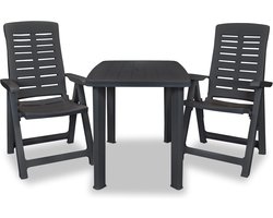 vidaXL Bistroset - Kunststof - 3-delig - Antraciet Tuin Set - Bistro Set - Buitentijd - Terras Meubilair - Balkon Meubel