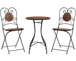 vidaXL - Bistroset - mozaïek - ijzer - en - keramiek - terracottakleurig