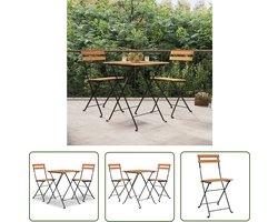 vidaXL Bistroset - Tuinmeubel - 3-delige Bistroset inklapbaar massief teakhout en staal - Teak Houten Tafel - Buistofel - Outdoor Furniture