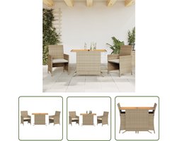 vidaXL Bistroset - Tuinmeubel - 3-delige Bistroset met kussens poly rattan beige - Buitenshuis Dineren - Patio Furniture - Lounge Set