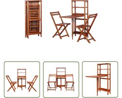 vidaXL Bistroset - Tuinmeubilair - 3-delige Bistroset inklapbaar massief acaciahout - Buitentafel - Vouwtafel - Hout Meubel