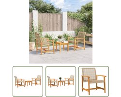 vidaXL Bistroset - Tuinmeubilair - 3-delige Bistroset poly rattan en acaciahout beige - Buitentafel - Lounge Set - Acacia Hout