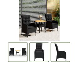 vidaXL Bistroset - Tuinsets - 3-delige Bistroset poly rattan zwart - Buitentijd - Outdoor Furniture - Patio Set