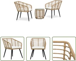 vidaXL Bistroset - Tuinstoel - 3-delige Bistroset poly rattan eikenkleurig - Buitendecoratie - Lounge Set - Patio Furniture