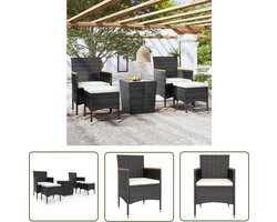 vidaXL Bistroset - Tuinstoel - 5-delige Bistroset poly rattan en gehard glas zwart - Buitentijd - Lounge Set - Patio Furniture