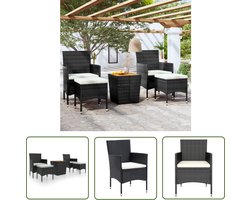 vidaXL Bistroset - Tuinstoel - 5-delige Bistroset poly rattan en massief acaciahout zwart - Lounge Set - Buitendecoratie - Outdoor Furniture