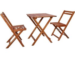 vidaXL bistroset van massief acaciahout - inklapbare tuintafel en stoelen voor buiten