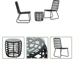 vidaXL Bistroset Zwart - VidaXL Bistroset - 3-delige Bistroset poly rattan zwart - Buitensets - Tuinset - Patio Set