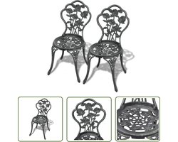 vidaXL Bistrostoel - Tuinmeubilair - Bistrostoelen 2 st gietaluminium groen - Buitendecoratie - Aluminium Meubel - Groene Stoel