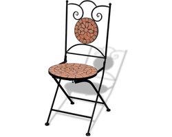 vidaXL Bistrostoel - Tuinstoel - Bistrostoelen inklapbaar 2 st keramiek terracottakleurig - Klapstoel - Buitensteel - Keramische Stoel