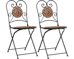 vidaXL Bistrostoelen 2 st inklapbaar keramiek terracottakleurig - Bistrostoel - Bistrostoelen - Tuinstoel - Tuin Stoel