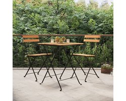 vidaXL - Bistrostoelen - 2 - st - inklapbaar - massief - teakhout - en - staal