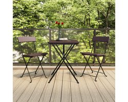 vidaXL - Bistrostoelen - 2 - st - inklapbaar - poly - rattan - en - staal - bruin