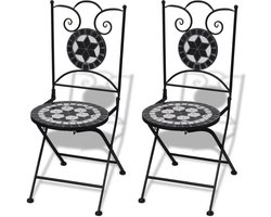 vidaXL - Bistrostoelen - inklapbaar - 2 - st - keramiek - zwart - en - wit