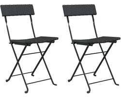 vidaXL Bistrostoelen - Inklapbaar - 2 stuks - Zwart Tuinstoel - Bistrostoel - Klapstoel - Buitentijns Meubel - Zwarte Stoel