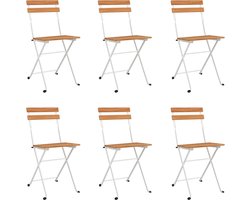 vidaXL Bistrostoelen set van 6 - Acaciahout & Staal Tuinstoel - Bistrostoel - Acacia Hout - Buitenshuis - Buitenmeubel