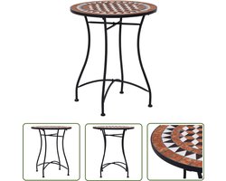 vidaXL Bistrotafel - Buitentafeltje - Bistrotafel mozaïek 60 cm keramiek bruin - Tuintafel - Mozaiekt Tafel - Keramiek Tafel