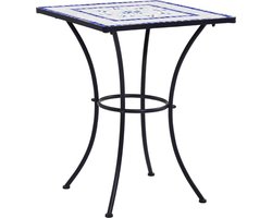 vidaXL - Bistrotafel - mozaïek - 60 - cm - keramiek - blauw - en - wit
