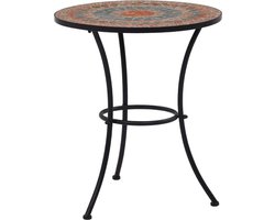 vidaXL - Bistrotafel - mozaïek - 60 - cm - keramiek - oranje - en - grijs