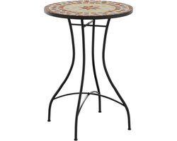 vidaXL - Bistrotafel - mozaïek - Ø50x70 - cm - keramiek - terracottakleurig - en - wit