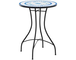 vidaXL - Bistrotafel - Ø - 50x70 - cm - keramiek - blauw - en - wit