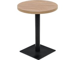 vidaXL - Bistrotafel - rond - 60x75 - cm - MDF - en - staal - eikenkleur