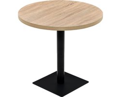 vidaXL - Bistrotafel - rond - 80x75 - cm - MDF - en - staal - eikenkleur